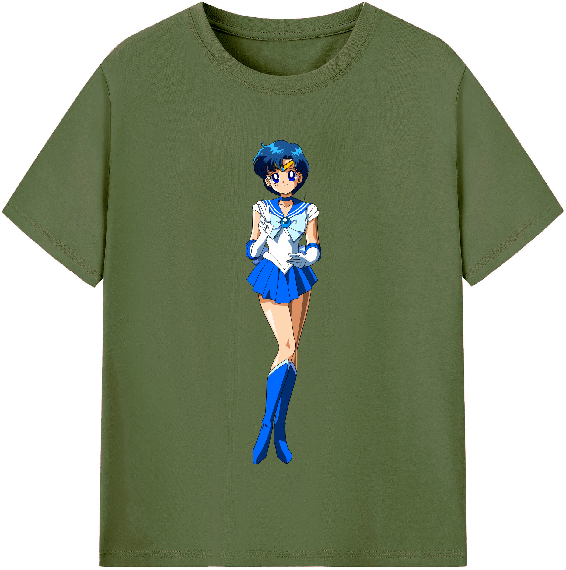 （画像用） 美少女戦士セーラームーン 水野 亜美 みずの あみ Sailor Moon Mizuno Ami 綿100％半袖Tシャツ（フロントプリント）